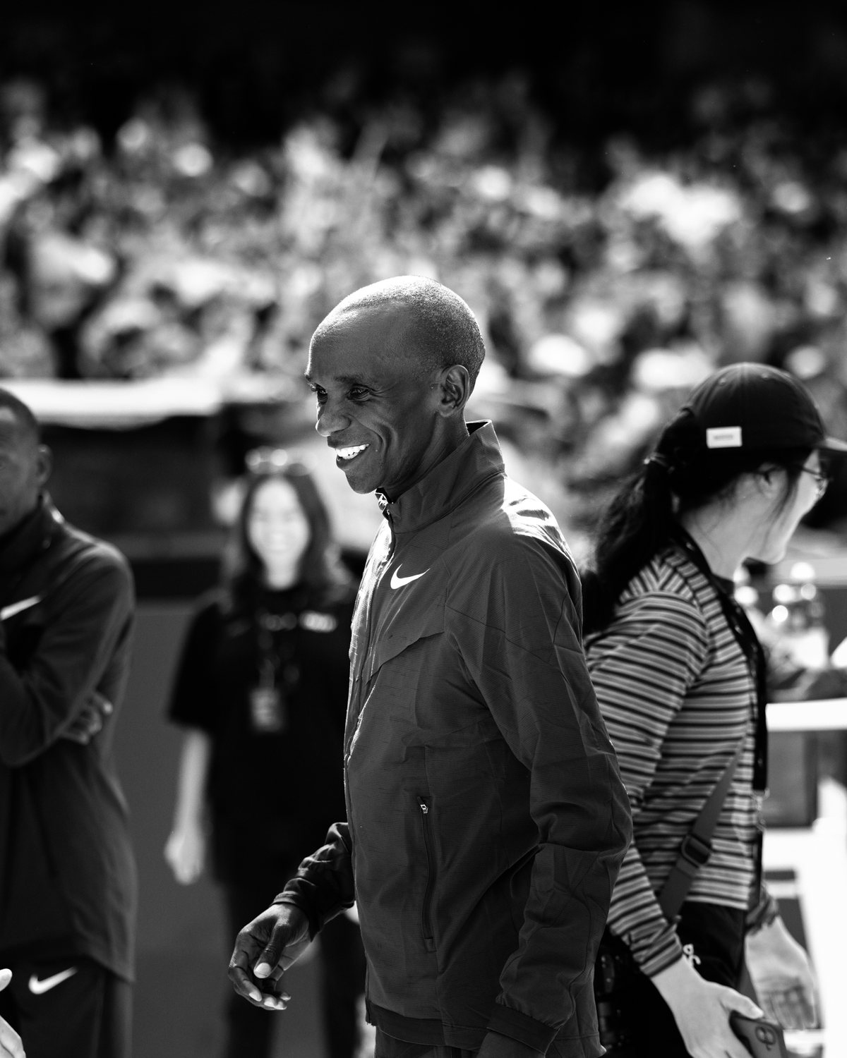 Melbourne Marathon, a runner smiling through the effort